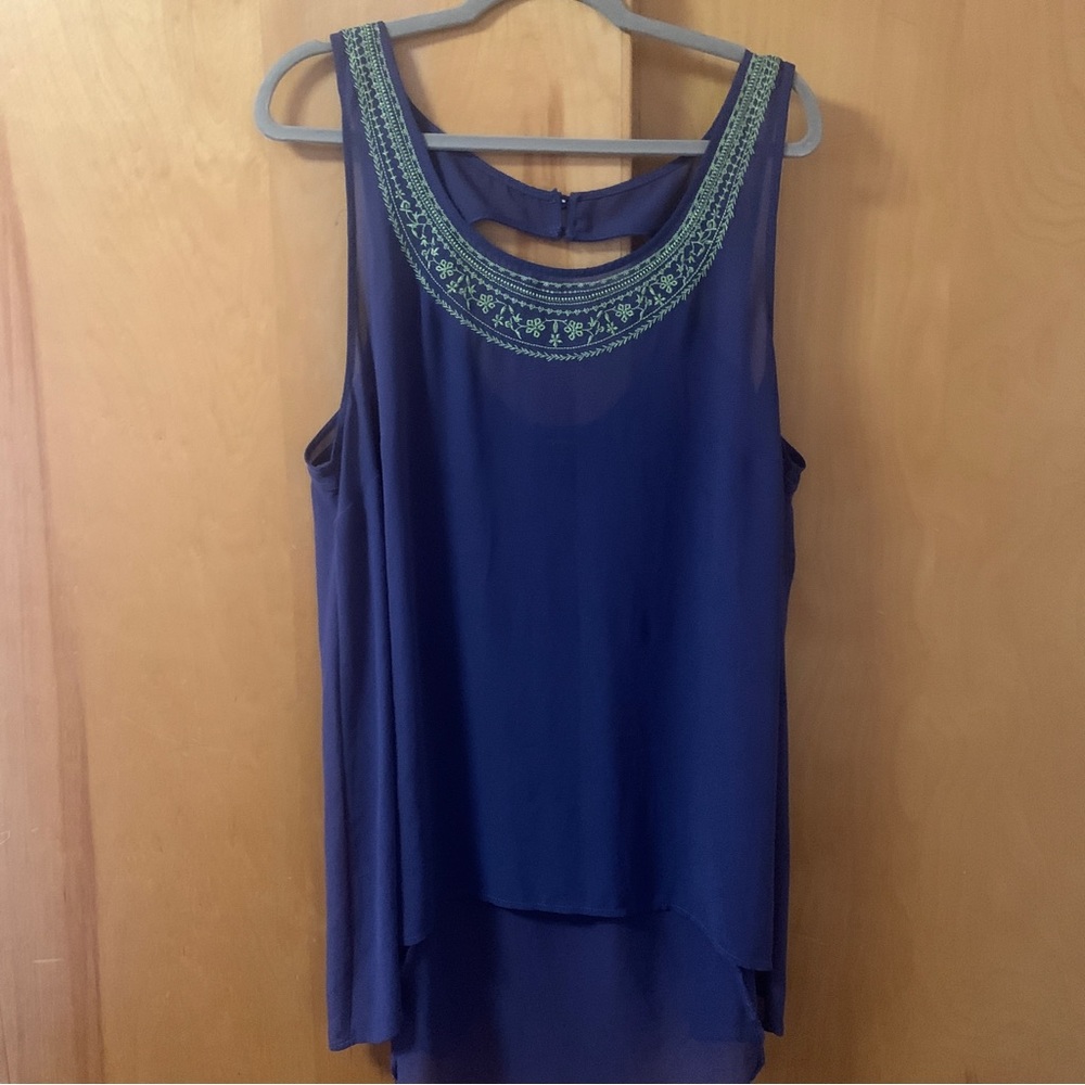 Torrid Blue Sleeveless Keyhole Back Blouse
